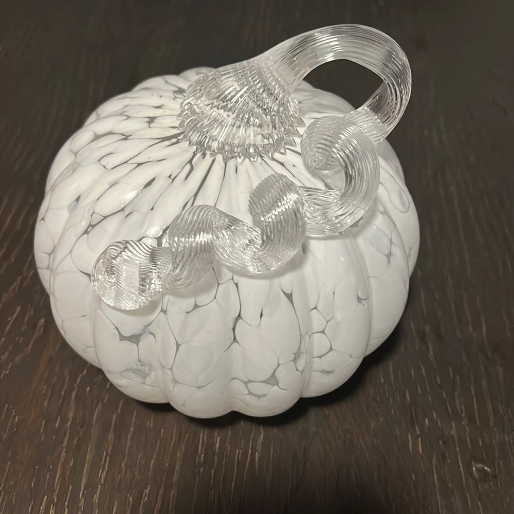 White glass pumpkin